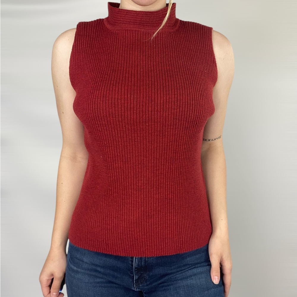EILEEN FISHER Merino Wool Sleeveless Knit‎ Turtleneck